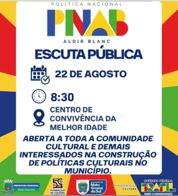 PNAB - ESCUTA PÚBLICA  Público-alvo: Artistas, produtores culturais, sociedade civil e demais interessados