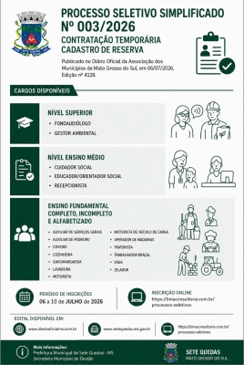 PROCESSO SELETIVO SIMPLIFICADO 003/2026 